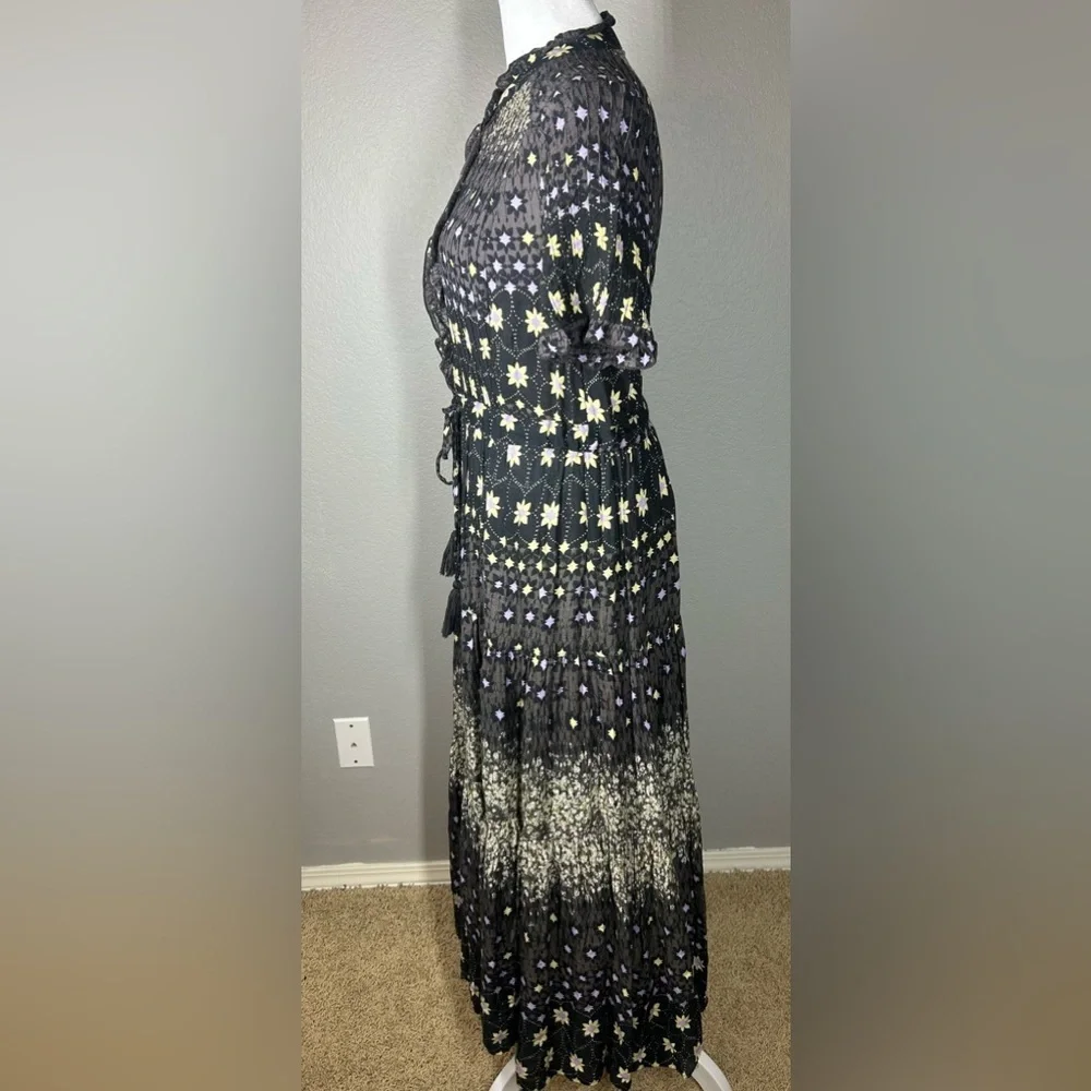 Free People RARE Feelings Tiered Maxi Boho Whimsigoth Dress Multicolor Size M
